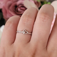 14k Gold Diamond Ring, Dainty Heart Ring, 0.06 Ct Diamond Ring, 1.5mm Gold Ring, Natural Diamonds, Stackable Ring, 14k White, Rose, Yellow