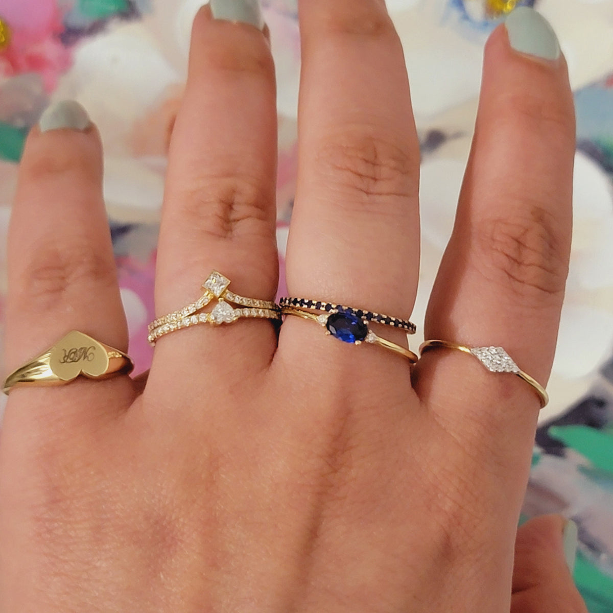 14k Solid Gold Heart Shape Signet Ring