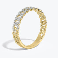 14k Gold Pave Diamond Cuban Chain Ring