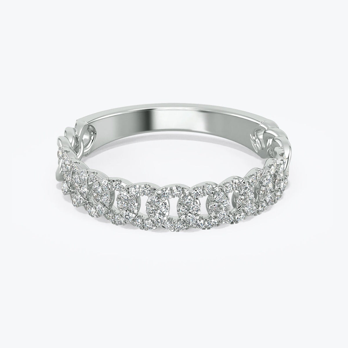 14k Gold Pave Diamond Cuban Chain Ring