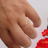 14k Solid Gold Thin Wedding Band, 1.1mm Minimalist Wedding Ring for Women, Simple Plain Ring, Dainty Gold Ring, Delicate Everyday Gold Ring