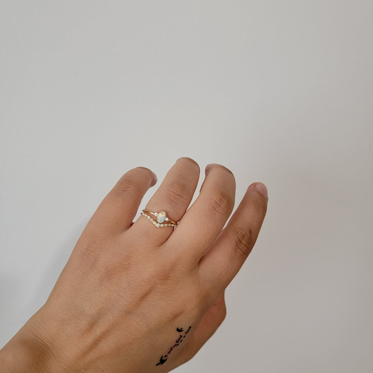 Oval Opal engagement ring set, 14k Gold Vintage Engagement Ring Set, Art deco Bridal set Promise ring Anniversary gift for women, Diamonds