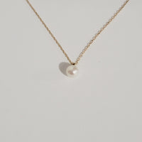 Pearl Necklace in 14k Solid Gold, Freshwater Pearl Necklace, Dainty Pearl Solid Gold Necklace, Minimalist 14k Solid Gold Necklace, White