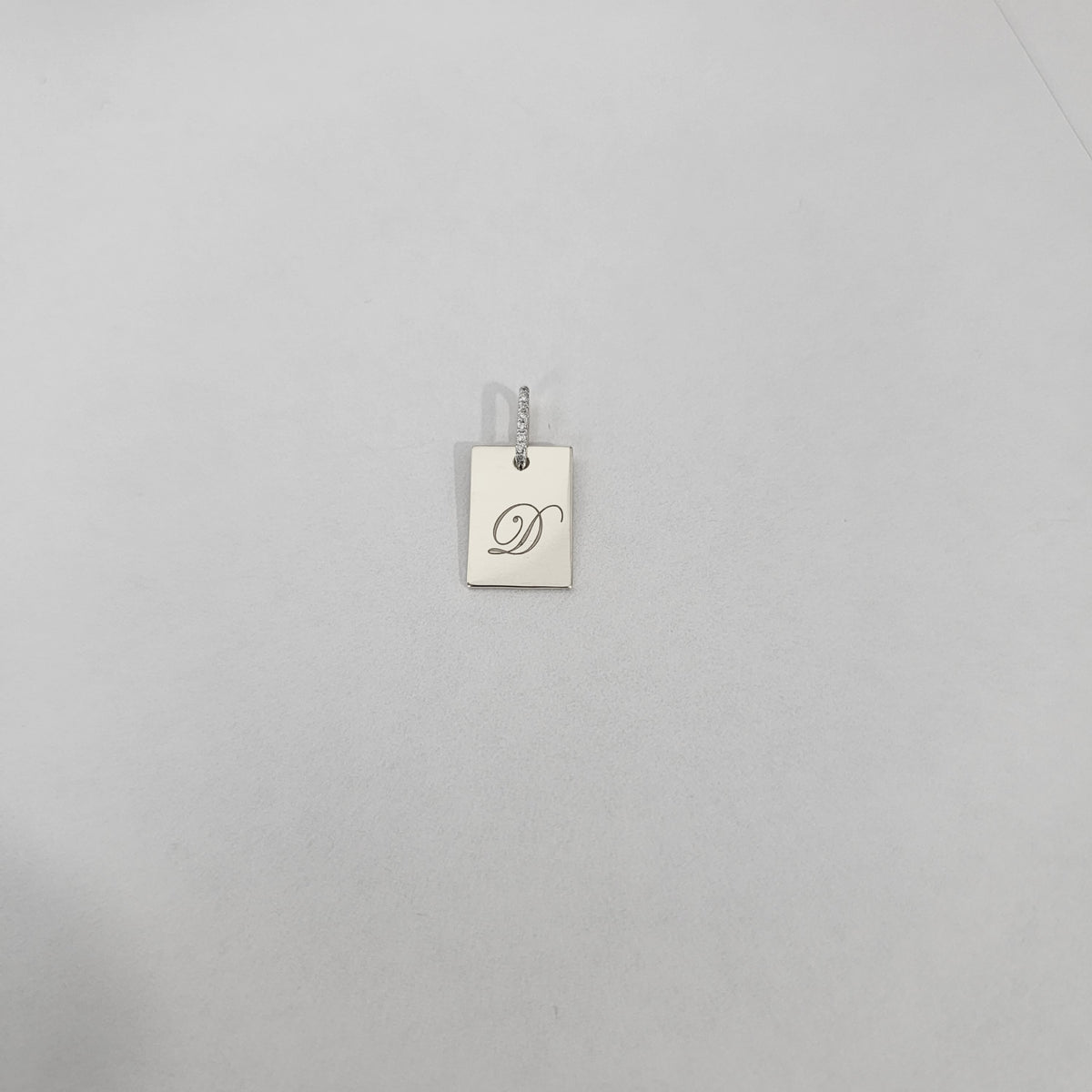 Solid Gold Dog Tag Charm, Diamond Initial Necklace, Engraved Pendant, Dog Tag Necklace, Personalized Jewelry, Simple Monogram Necklace Gold