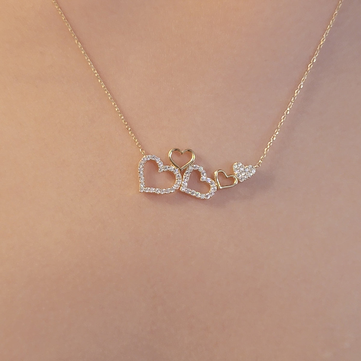 Diamond Necklace, 14k Solid Gold Natural Diamond Pavé Heart Necklace, Diamond Charm for women, Cluster Heart Necklace, Diamond jewelry, Tina