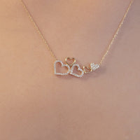 Diamond Necklace, 14k Solid Gold Natural Diamond Pavé Heart Necklace, Diamond Charm for women, Cluster Heart Necklace, Diamond jewelry, Tina
