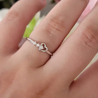 14k Gold Diamond Ring, Dainty Heart Ring, 0.06 Ct Diamond Ring, 1.5mm Gold Ring, Natural Diamonds, Stackable Ring, 14k White, Rose, Yellow