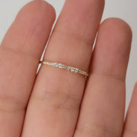 Diamond Ring, baguette and Round diamond Band, 14k Gold Dainty Diamond ring, Minimalist  Ring, Thin Gold Diamond Stacking Ring, 14K White,