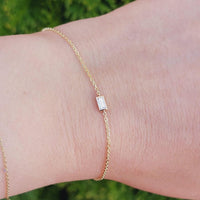 14K Gold Dainty Diamond Baguette Bracelet, One Diamond Bracelet, Minimalist Bracelet, Diamond Baguette Bracelet