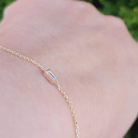 14K Gold Dainty Diamond Baguette Bracelet, One Diamond Bracelet, Minimalist Bracelet, Diamond Baguette Bracelet