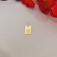 Solid Gold Dog Tag Charm, Diamond Initial Necklace, Engraved Pendant, Dog Tag Necklace, Personalized Jewelry, Simple Monogram Necklace Gold