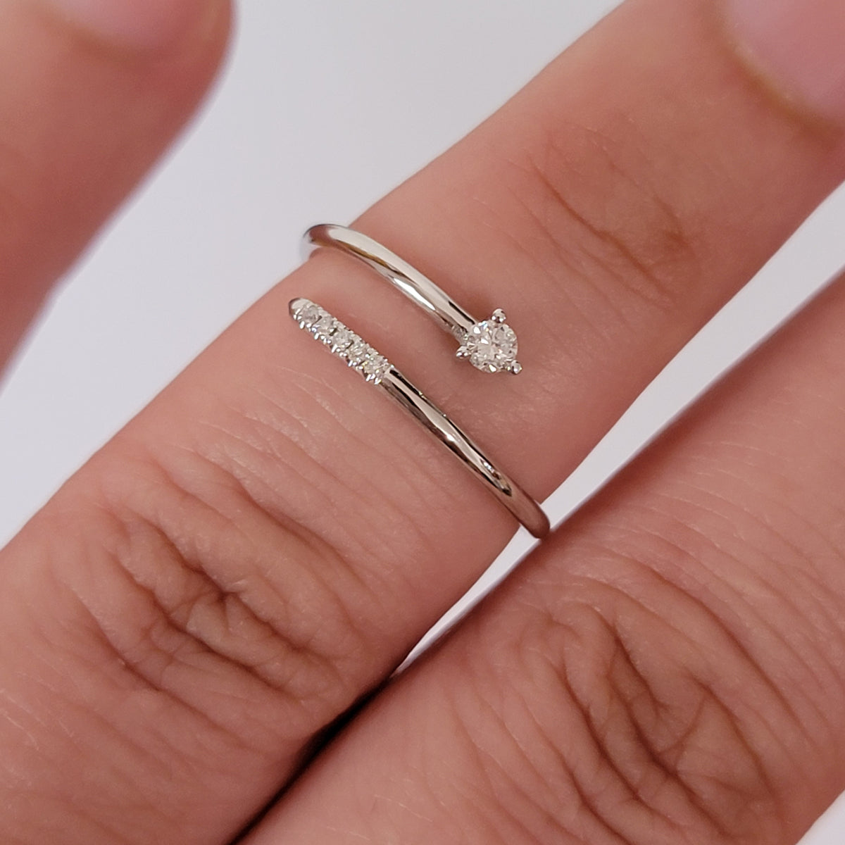 14k Solid Gold Spiral Diamond Ring, Diamond Wrap Ring, Spiral Ring, Dainty Diamond Ring, Minimalist Ring, Handmade Jewelry
