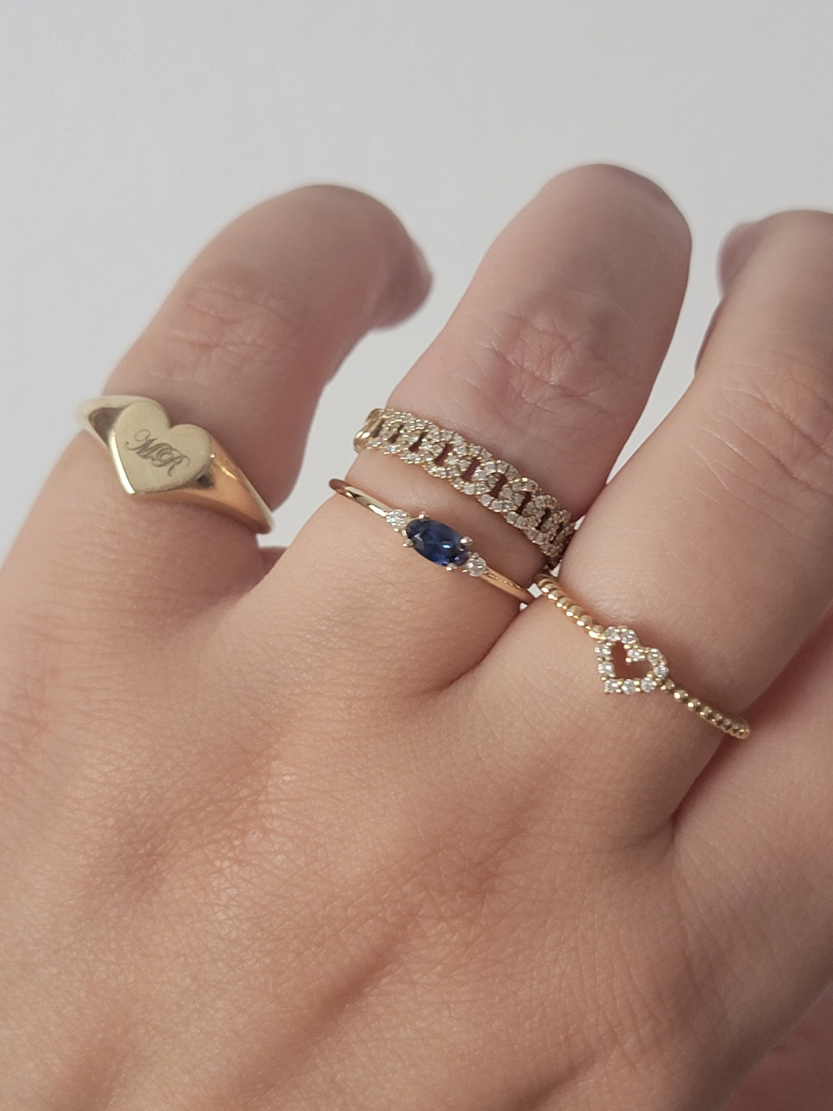 14k Gold Pave Diamond Cuban Chain Ring