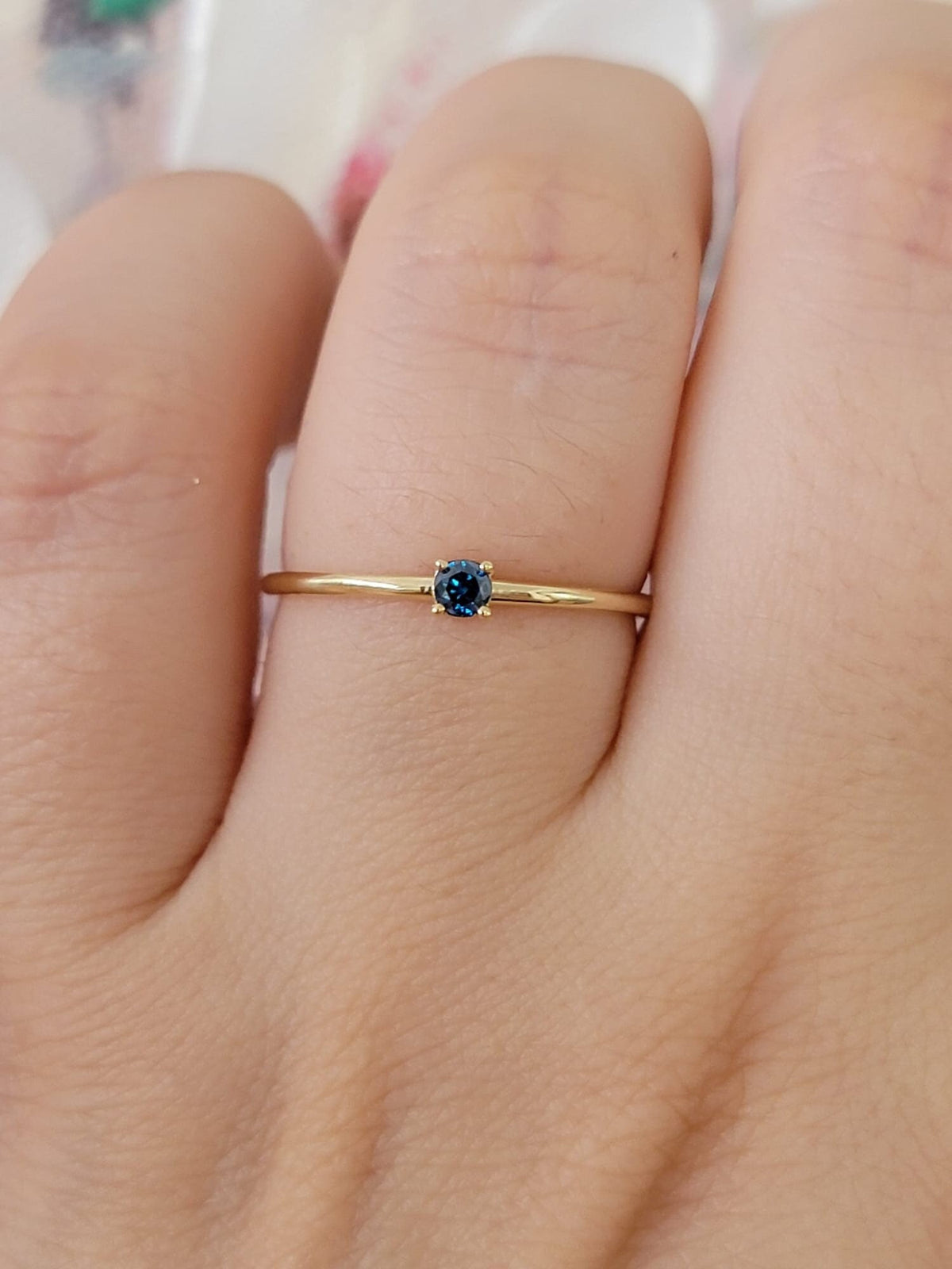 Diamond Solitaire Ring, Minimalist Blue Diamond Wedding Ring, Classic Solitaire Proposal Ring, Natural Blue Diamond Ring In14k Solid Gold,