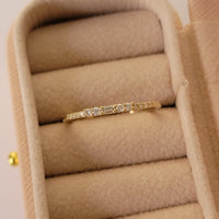 Diamond Ring, baguette and Round diamond Band, 14k Gold Dainty Diamond ring, Minimalist  Ring, Thin Gold Diamond Stacking Ring, 14K White,