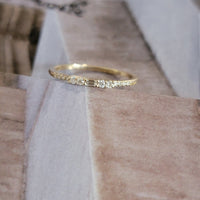 Diamond Ring, baguette and Round diamond Band, 14k Gold Dainty Diamond ring, Minimalist  Ring, Thin Gold Diamond Stacking Ring, 14K White,