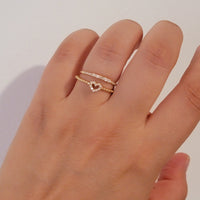 Diamond Ring, baguette and Round diamond Band, 14k Gold Dainty Diamond ring, Minimalist  Ring, Thin Gold Diamond Stacking Ring, 14K White,