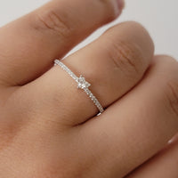 Diamond Ring, Dainty Solitaire Ring, 0.16Ct Diamond Engagement Ring, Promise Ring, Half Eternity Band,14k Gold Bridal Ring, Heart Cut, White