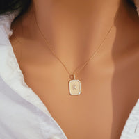 14K Yellow Gold & 0.26TCW Diamond Dog Tag Necklace