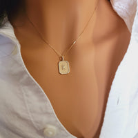 14K Yellow Gold & 0.26TCW Diamond Dog Tag Necklace