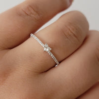 Diamond Ring, Dainty Solitaire Ring, 0.16Ct Diamond Engagement Ring, Promise Ring, Half Eternity Band,14k Gold Bridal Ring, Heart Cut, White