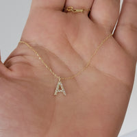 14k Gold Diamond Initial Necklace, Single Initial Diamond Necklace, Personalized Gift Diamond Letter Necklace, Dainty Initial Necklace