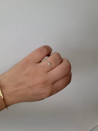 14K Gold Diamond Solitaire Ring: Micro Pave Half Eternity Wedding Band