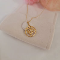 Tree of Life Diamond Necklace, Tree Pendant, 14k Solid Gold Charm, Tree Necklace, Nature Charm, Diamond Pendant, Real Gold Necklace