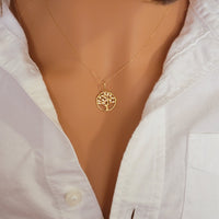 Tree of Life Diamond Necklace, Tree Pendant, 14k Solid Gold Charm, Tree Necklace, Nature Charm, Diamond Pendant, Real Gold Necklace