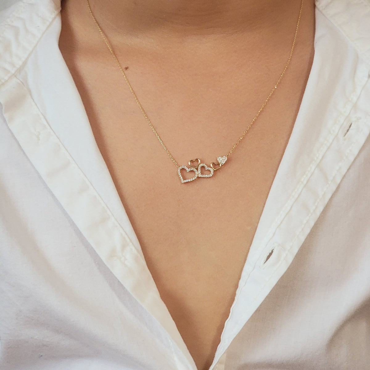 Diamond Necklace, 14k Solid Gold Natural Diamond Pavé Heart Necklace, Diamond Charm for women, Cluster Heart Necklace, Diamond jewelry, Tina