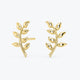 14k Gold Leaf studs, Leaf Branch Earrings, Olive Leaf Women Earrings in 14k Solid Gold