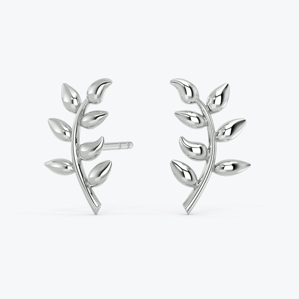 14k Gold Leaf studs, Leaf Branch Earrings, Olive Leaf Women Earrings in 14k Solid Gold