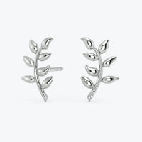 14k Gold Leaf studs, Leaf Branch Earrings, Olive Leaf Women Earrings in 14k Solid Gold
