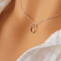 14k White Gold Diamond Open Circle Of Life pendant Necklace