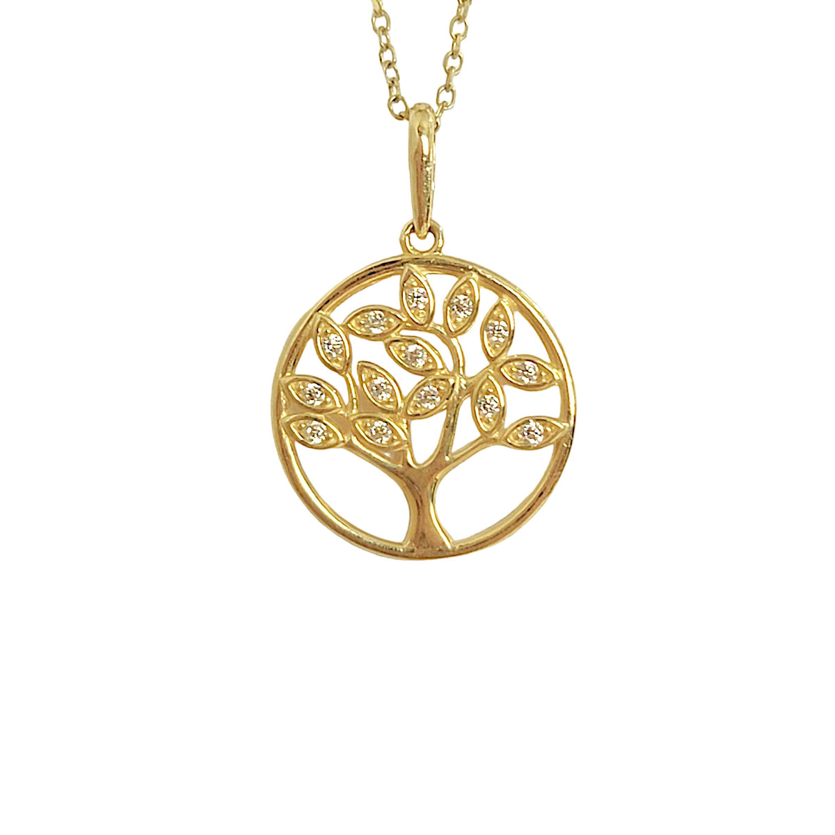 Tree of Life Diamond Necklace, Tree Pendant, 14k Solid Gold Charm, Tree Necklace, Nature Charm, Diamond Pendant, Real Gold Necklace
