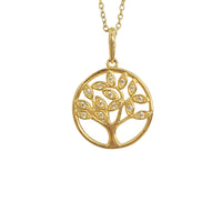 Tree of Life Diamond Necklace, Tree Pendant, 14k Solid Gold Charm, Tree Necklace, Nature Charm, Diamond Pendant, Real Gold Necklace