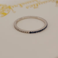 White Diamond & Blue Sapphire Full Eternity Wedding Band For Women