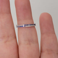 White Diamond & Blue Sapphire Full Eternity Wedding Band For Women