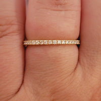 Diamond Eternity Ring, 14k Gold Half Eternity Diamond Wedding Ring, Stackable Diamond Ring, 0.22Ct Natural diamond, White, Rose, Anniversary