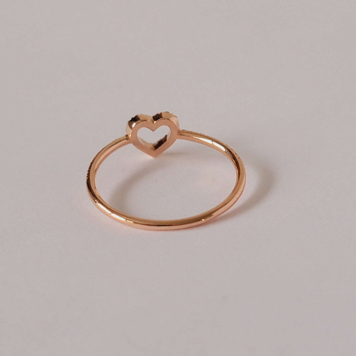 14Kt Gold Diamond Open Heart Ring, 0.18CTW White Diamonds, Dainty Heart Ring, Micro Pave Diamond Ring, 14k Bridal Gift, Yellow, White, Rose