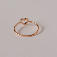 14Kt Gold Diamond Open Heart Ring, 0.18CTW White Diamonds, Dainty Heart Ring, Micro Pave Diamond Ring, 14k Bridal Gift, Yellow, White, Rose