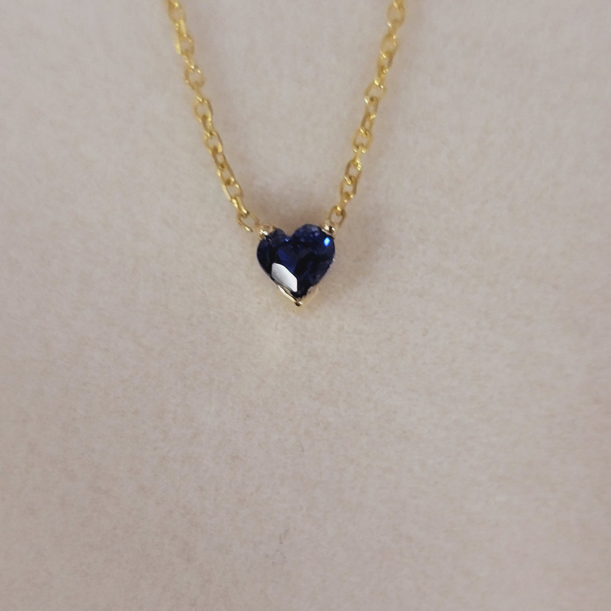 Personalized 14K Gemstone  Heart Necklace, Solid Gold Dainty Necklace, Birthstone Necklace, Gemstone Necklace, Birthday Gift, White, Rose