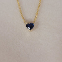Personalized 14K Gemstone  Heart Necklace, Solid Gold Dainty Necklace, Birthstone Necklace, Gemstone Necklace, Birthday Gift, White, Rose
