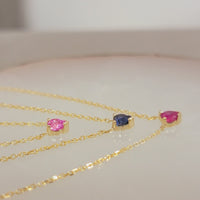 Personalized 14K Gemstone  Heart Necklace, Solid Gold Dainty Necklace, Birthstone Necklace, Gemstone Necklace, Birthday Gift, White, Rose