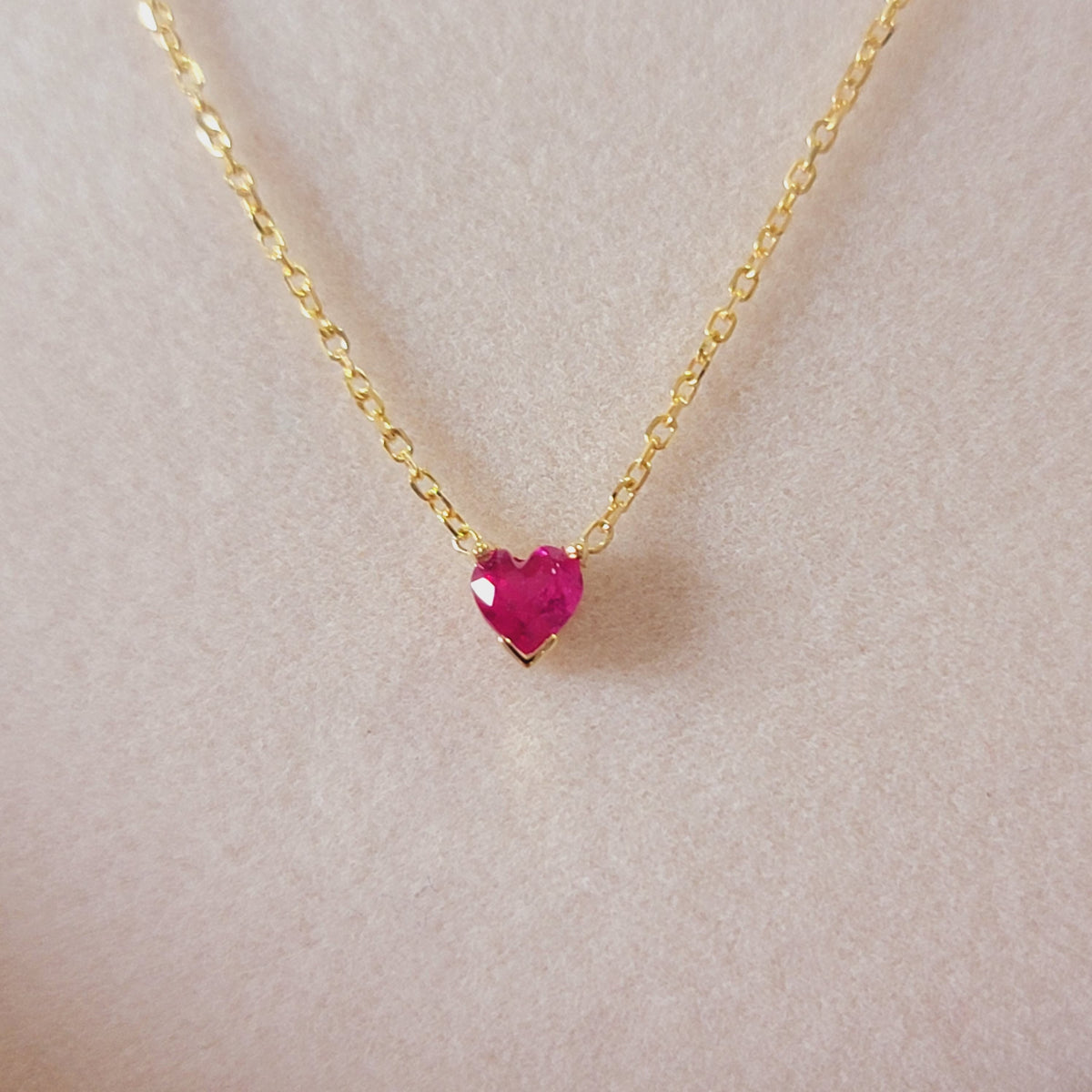 Personalized 14K Gemstone  Heart Necklace, Solid Gold Dainty Necklace, Birthstone Necklace, Gemstone Necklace, Birthday Gift, White, Rose
