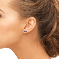 Curved Blue Sapphire Earrings, 14k Gold Studs, Blue Sapphire Studs, Ear Climber Earrings, Dainty Earrings, Minimalist Earrings, Curved Studs