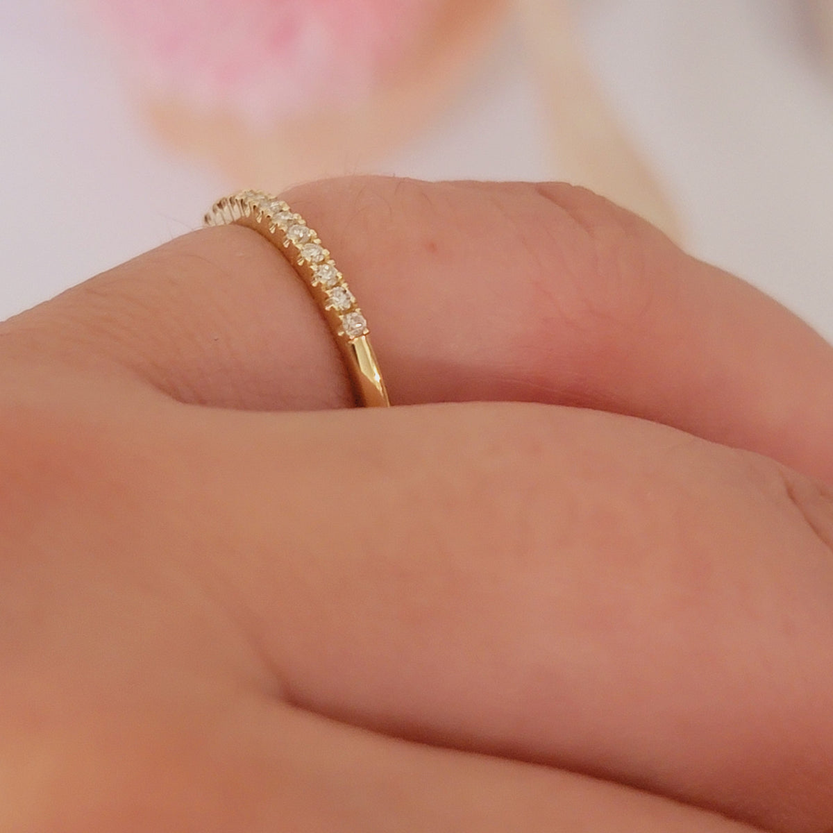 14k Gold Diamond Eternity Ring: Stackable Wedding Band, 0.22 Ct