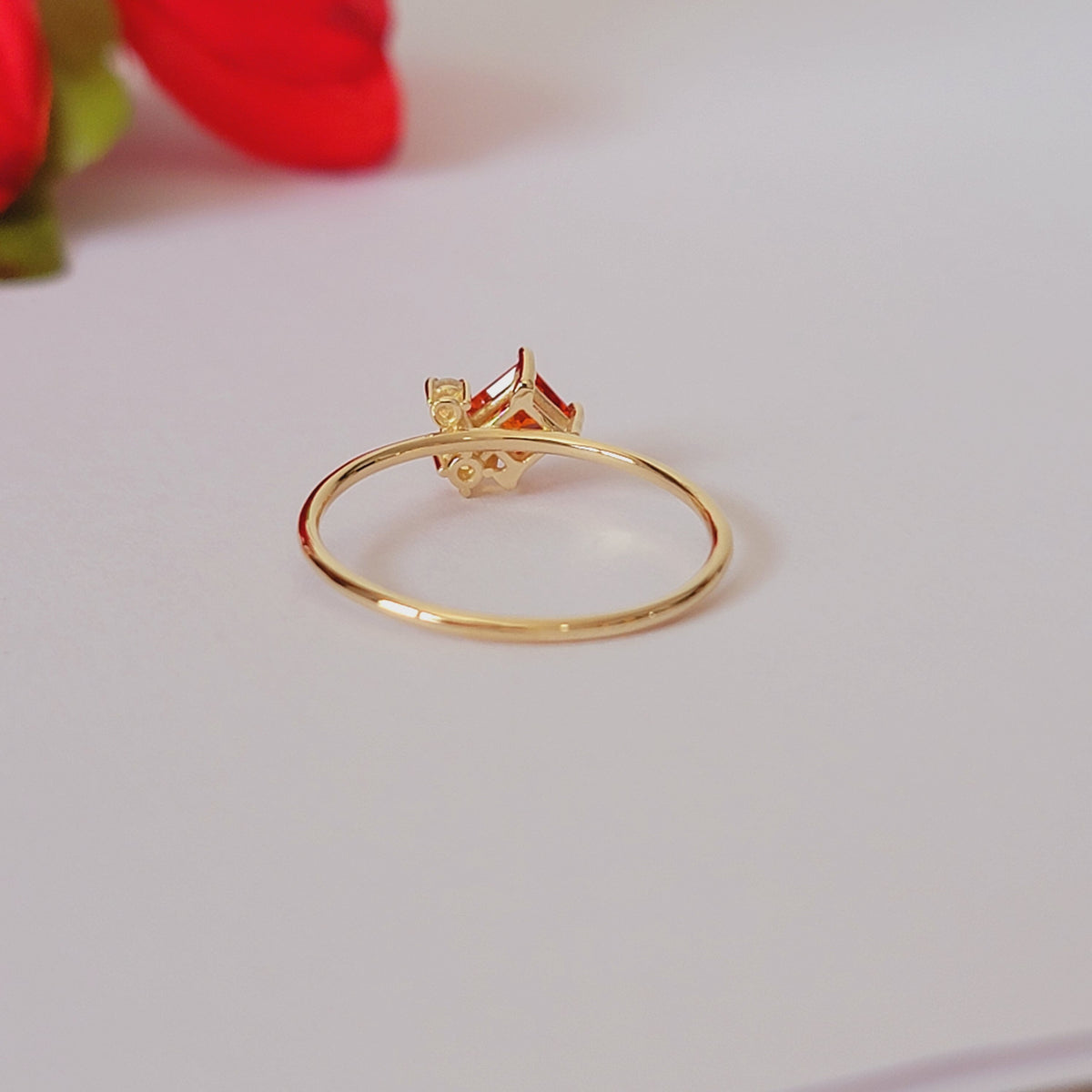 14K Gold Tourmaline Cluster Ring: Peridot & Diamond Stacking Ring