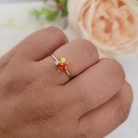 14K Gold Tourmaline Cluster Ring: Peridot & Diamond Stacking Ring