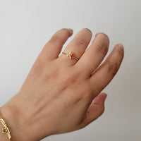 14K Gold Tourmaline Cluster Ring: Peridot & Diamond Stacking Ring